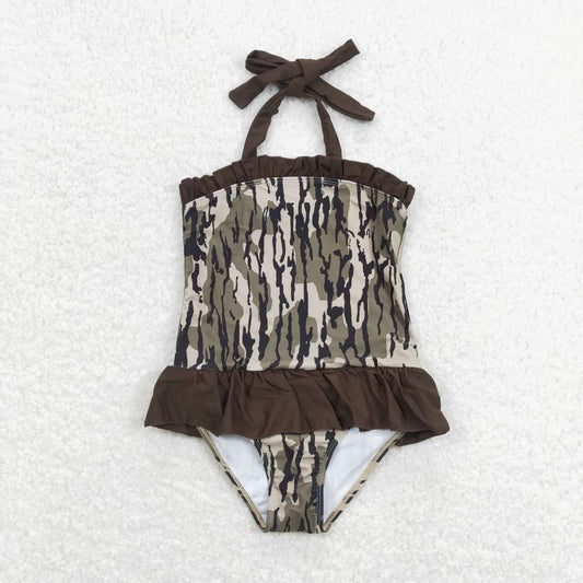 Cute Baby Girls One-piece Camo Swimsuits