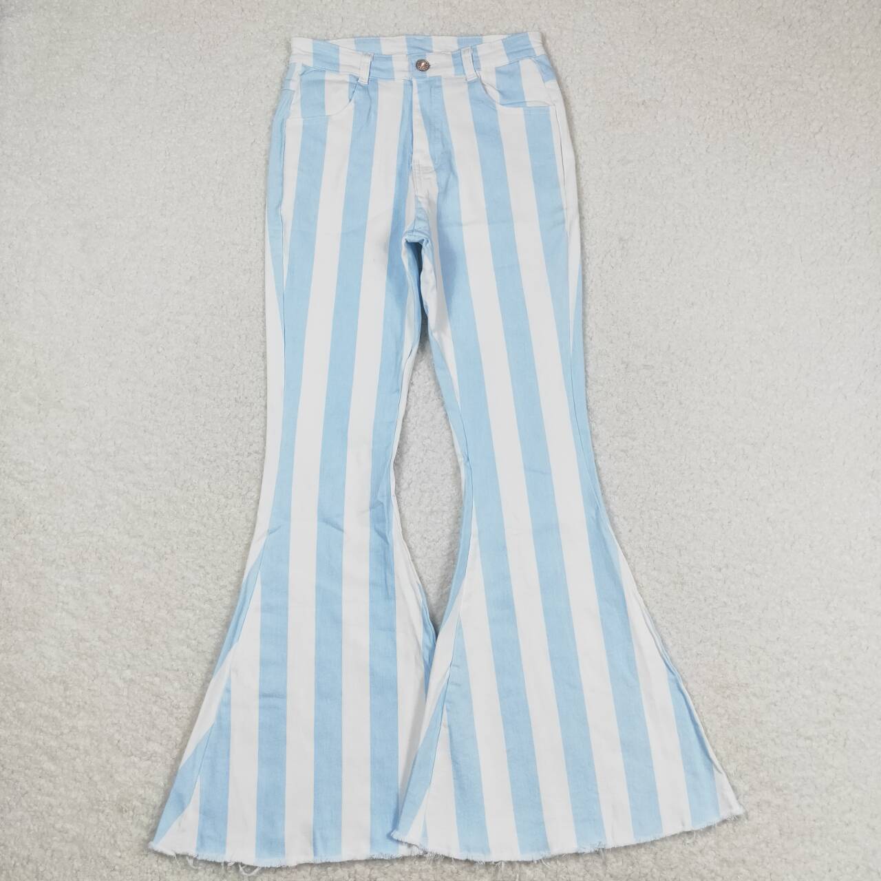 Mommy and Me Blue Striped Flared Bottom Denim Pants