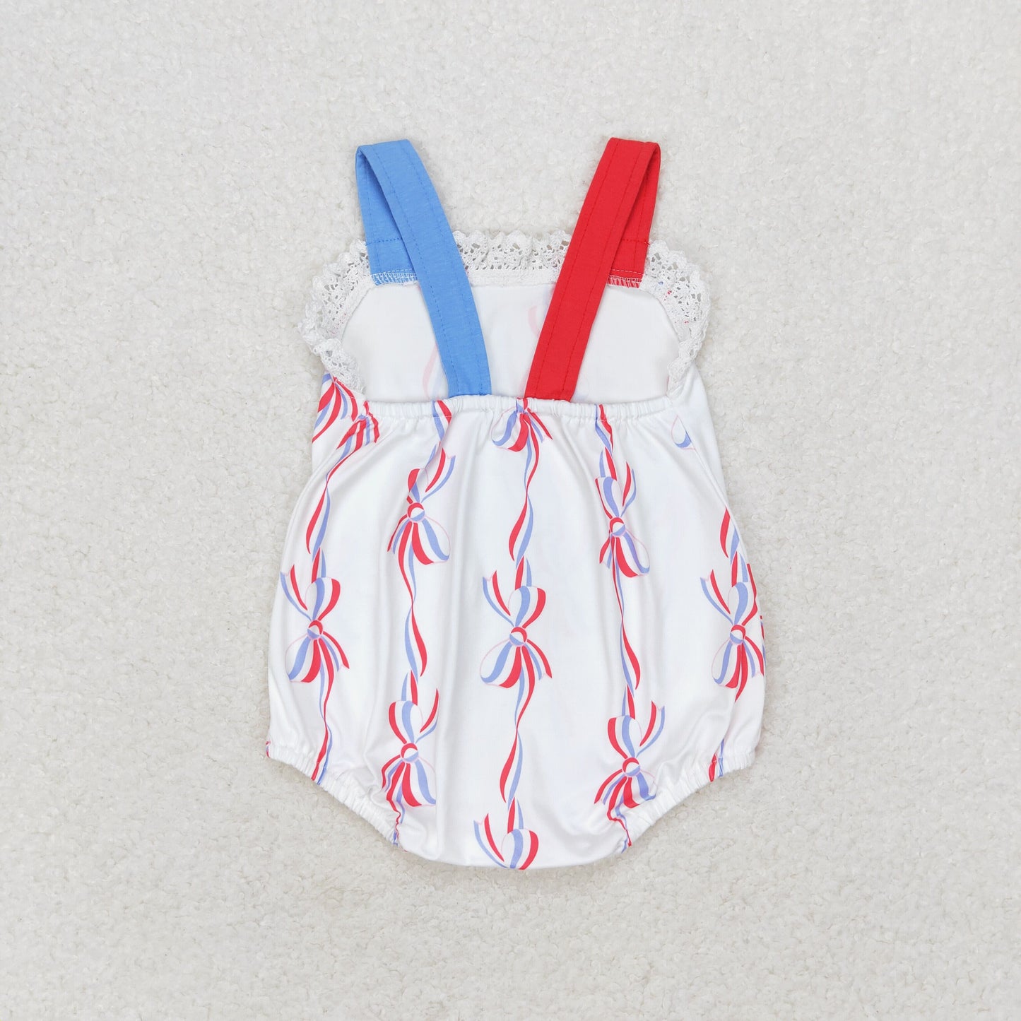 Baby Girls July 4th Bow Print Bubble Romper