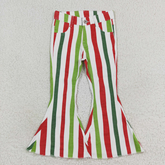 Baby Girls Christmas Stripes Bell Flare Denim Pants