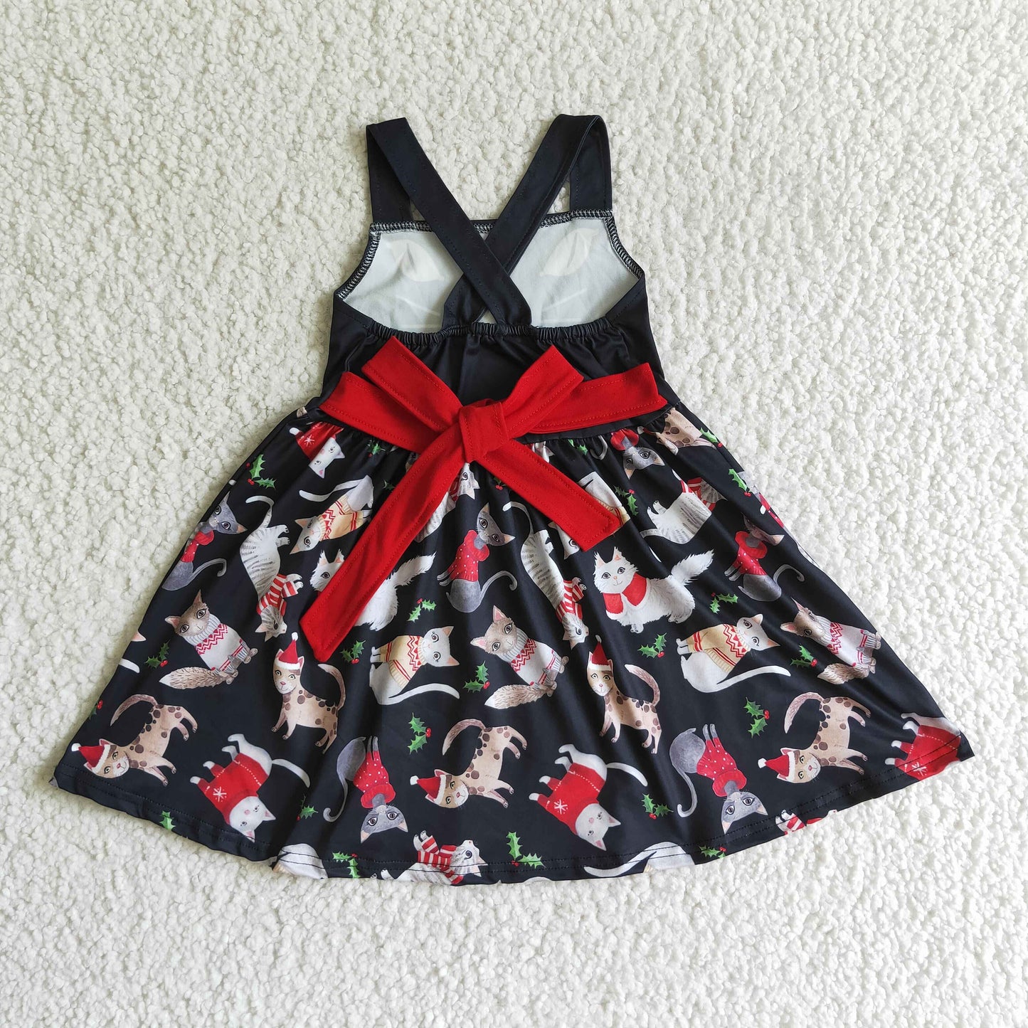 GSD0140 Baby Girls Christmas Cat Dress