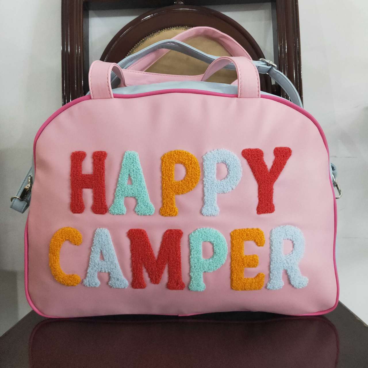 BA0105 Women Adult Size Happy Camper Embroidery Bag