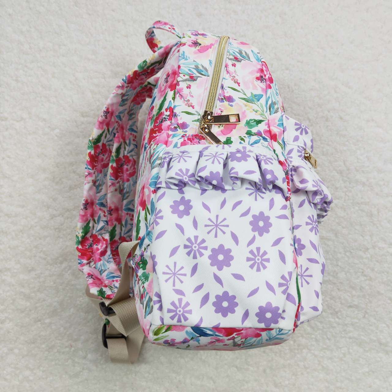 BA0101 Baby Girls Purple Flower Packback Bag