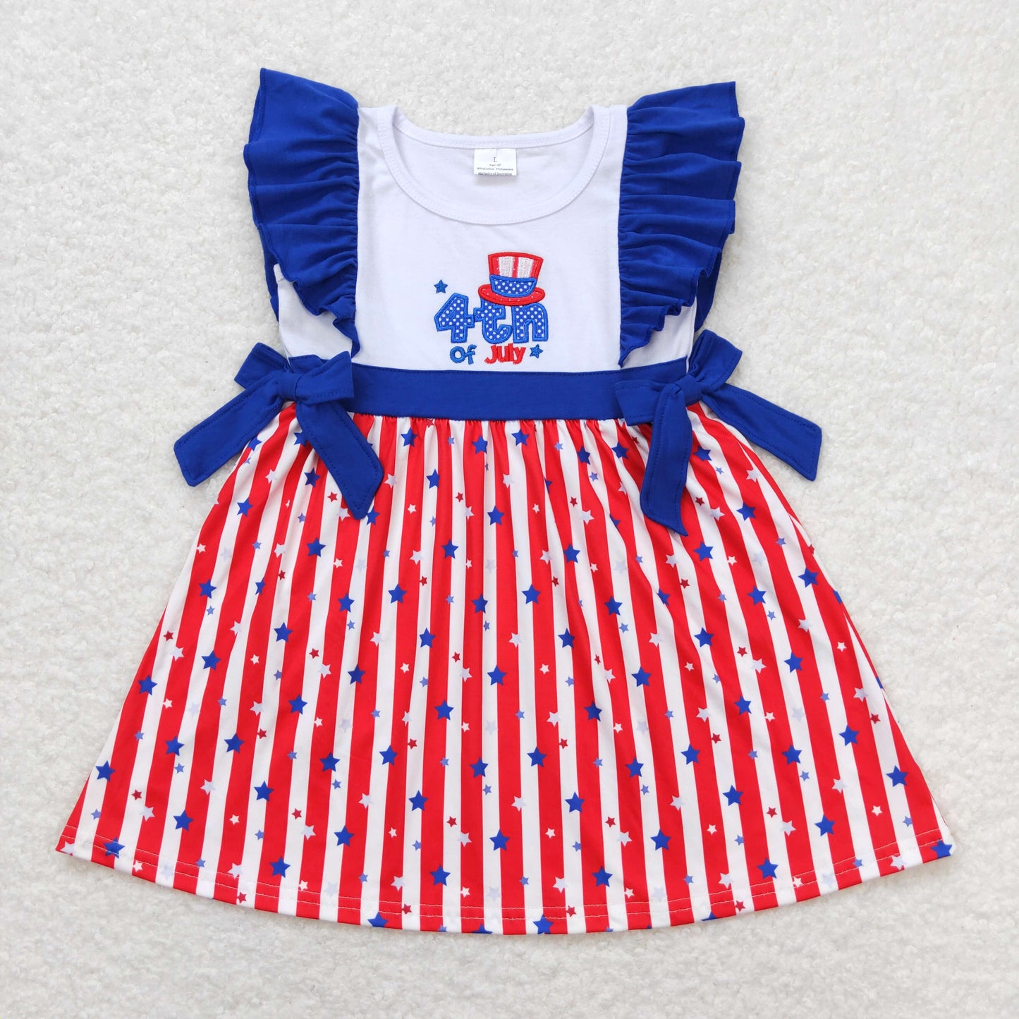 Kids July 4th Sleeveless Dress With Bow