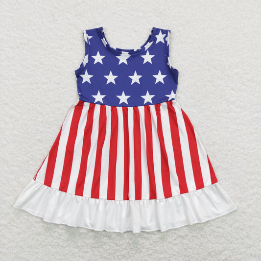 Baby Girl July 4th Stars Red Striped Dress