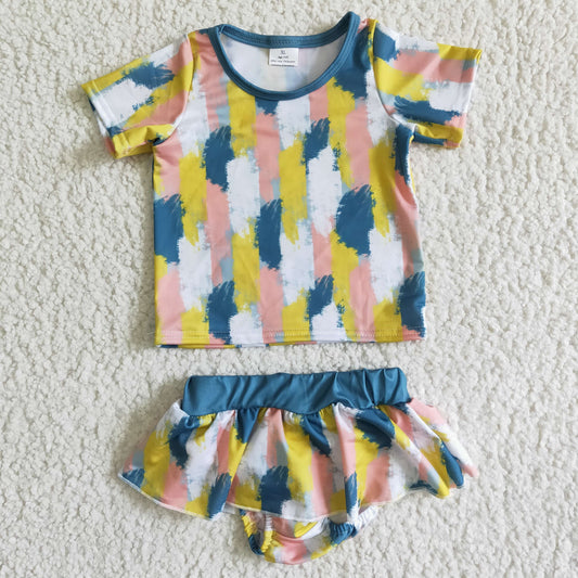S0018 Summer Girls Tie Dye Swimsuit Set
