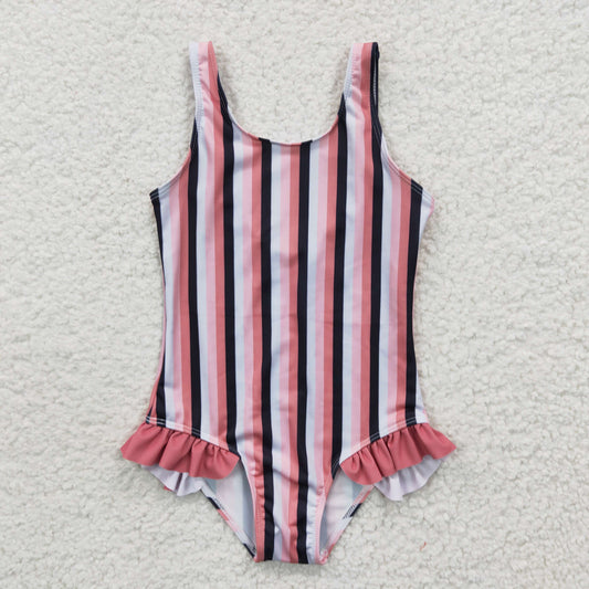 S0049 Girls Striped One-piece Swimsuit