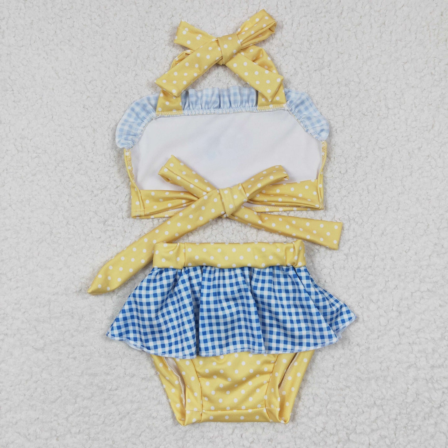 S0060 Baby Girls Princess Yellow Swimsuit Set
