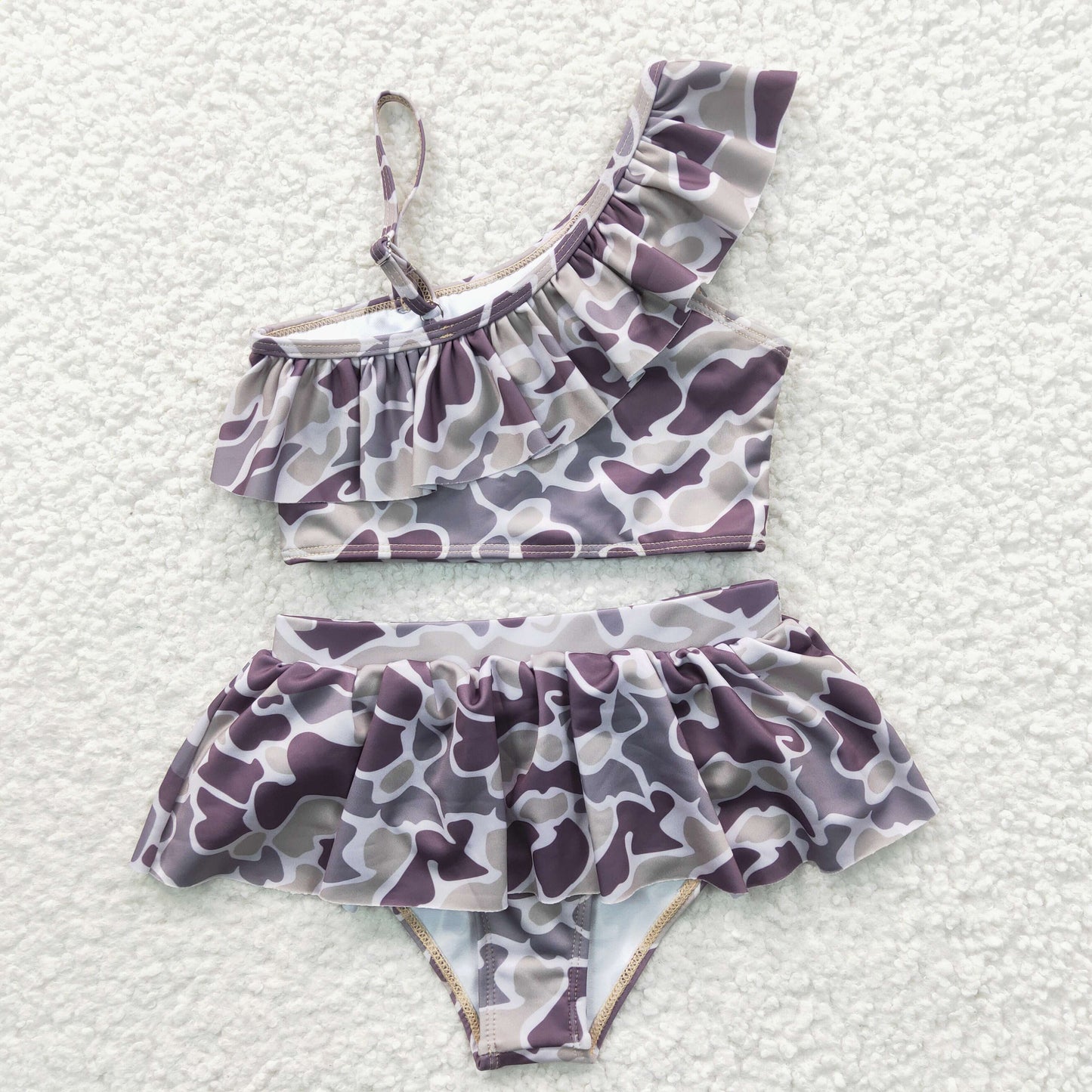 S0078 Girls Fashion Camo Print One-piece Swimsuit