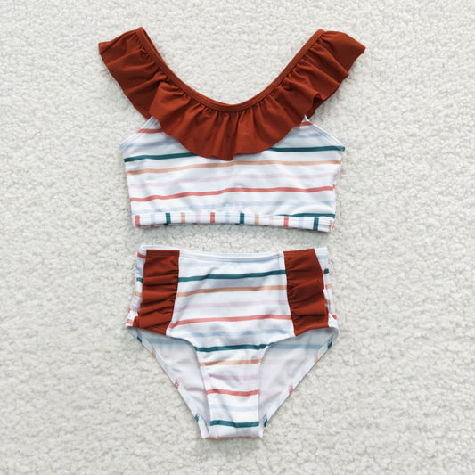 S0082 Summer Girls Striped Swimsuit Set