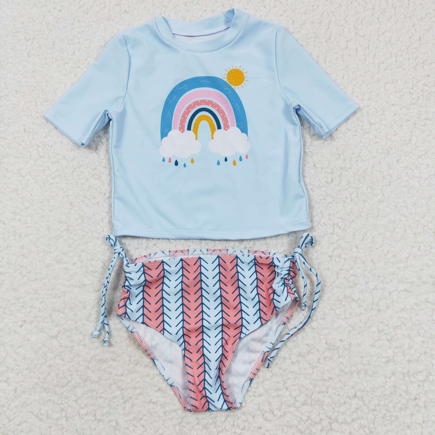 S0115 Baby Girls Swimsuit Rainbow Print Summer Swimwear
