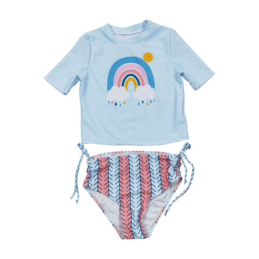 S0115 Baby Girls Swimsuit Rainbow Print Summer Swimwear