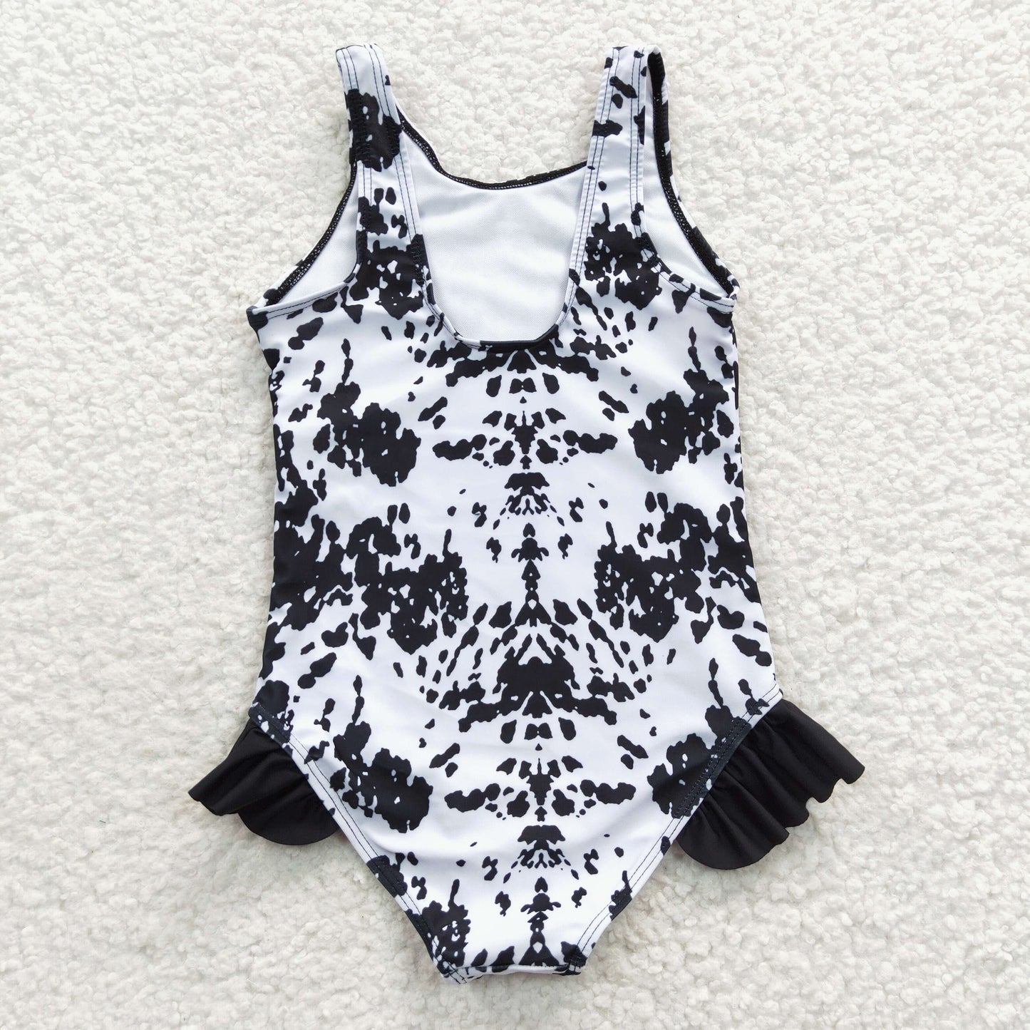 S0124 Summer Girls Cow Print One-piece Swimsuit