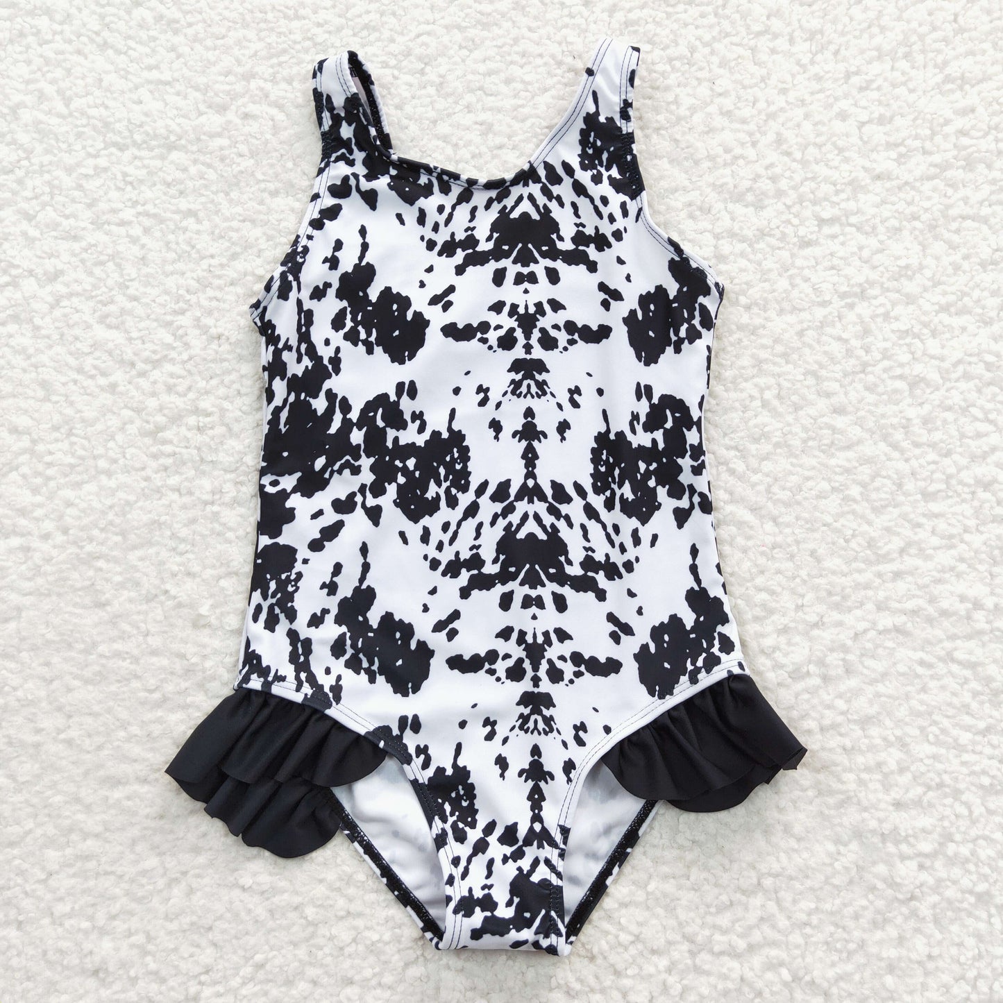 S0124 Summer Girls Cow Print One-piece Swimsuit