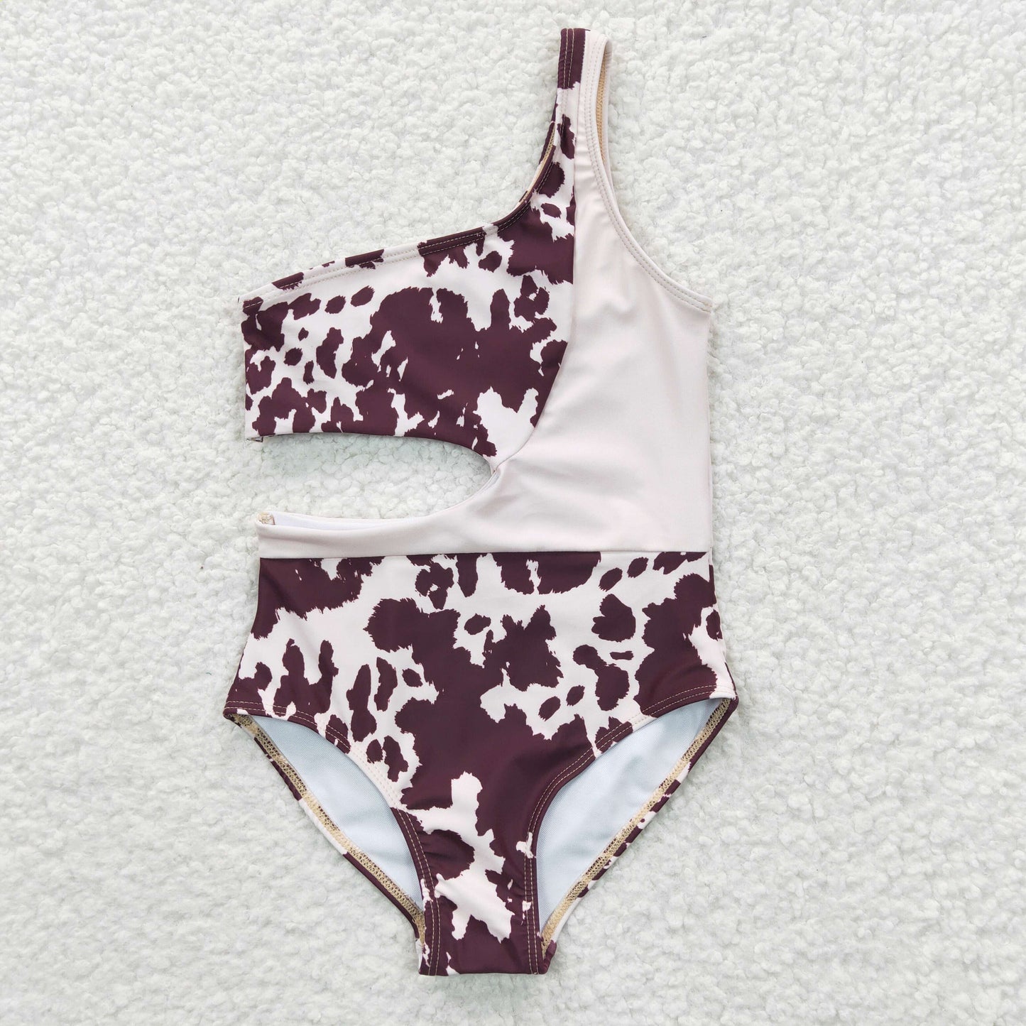 S0129 Girls Fashion Cow Print  One-piece Swimsuit