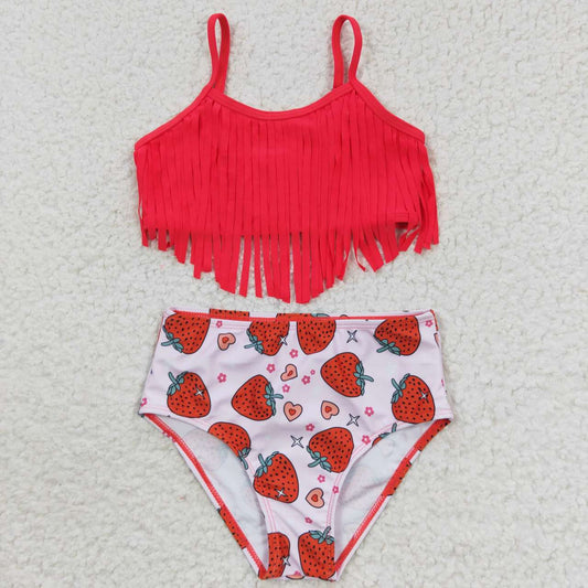 Girls Two Piece Strawberry Swimsuit Set