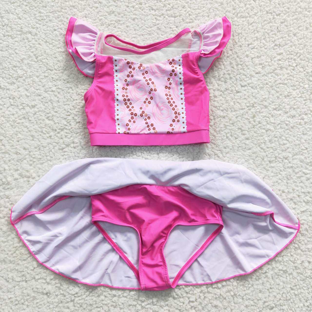 Girls Summer Swimsuit Hot Pink Princess Swimwear S0146