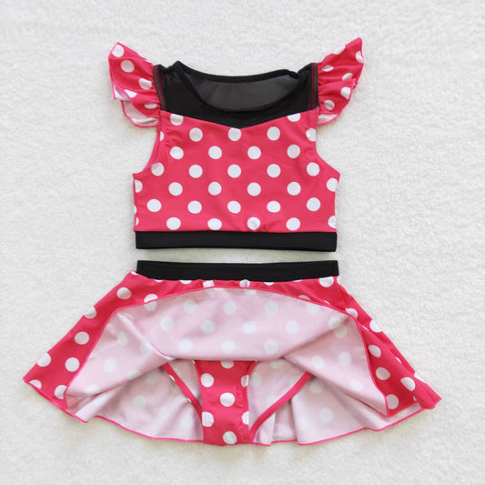 Baby Girls Summer Swimsuit Red polka Dot  Bathing Suit S0147