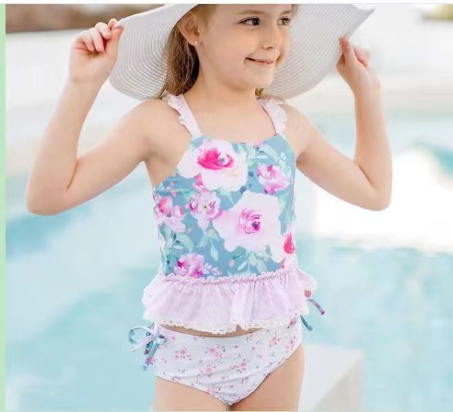 (Pre-order)  S0161 Baby Girls Flower Summer two pieces swimsuits