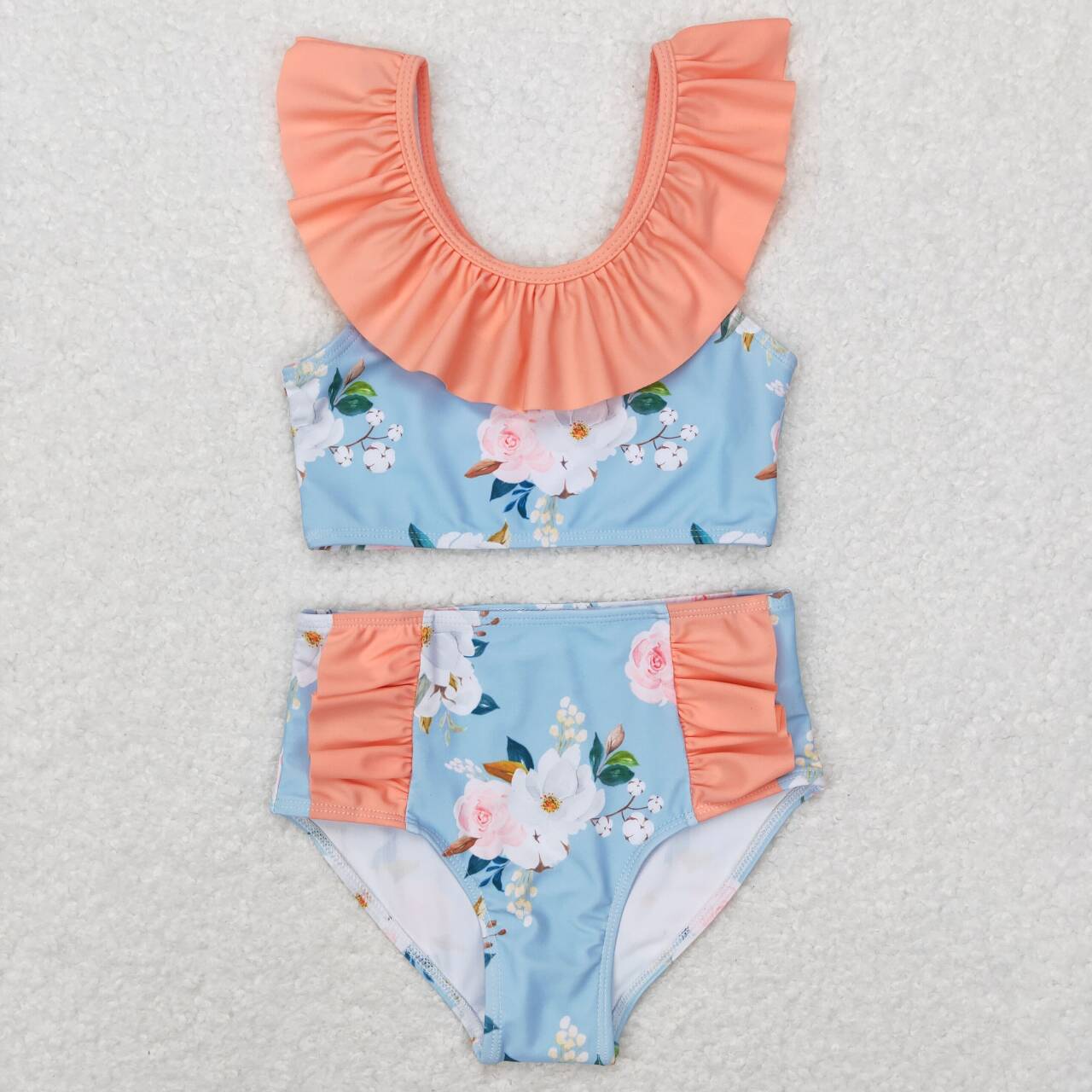 S0179  Baby Girls Flower Summer Sleveless Two pieces swimsuits
