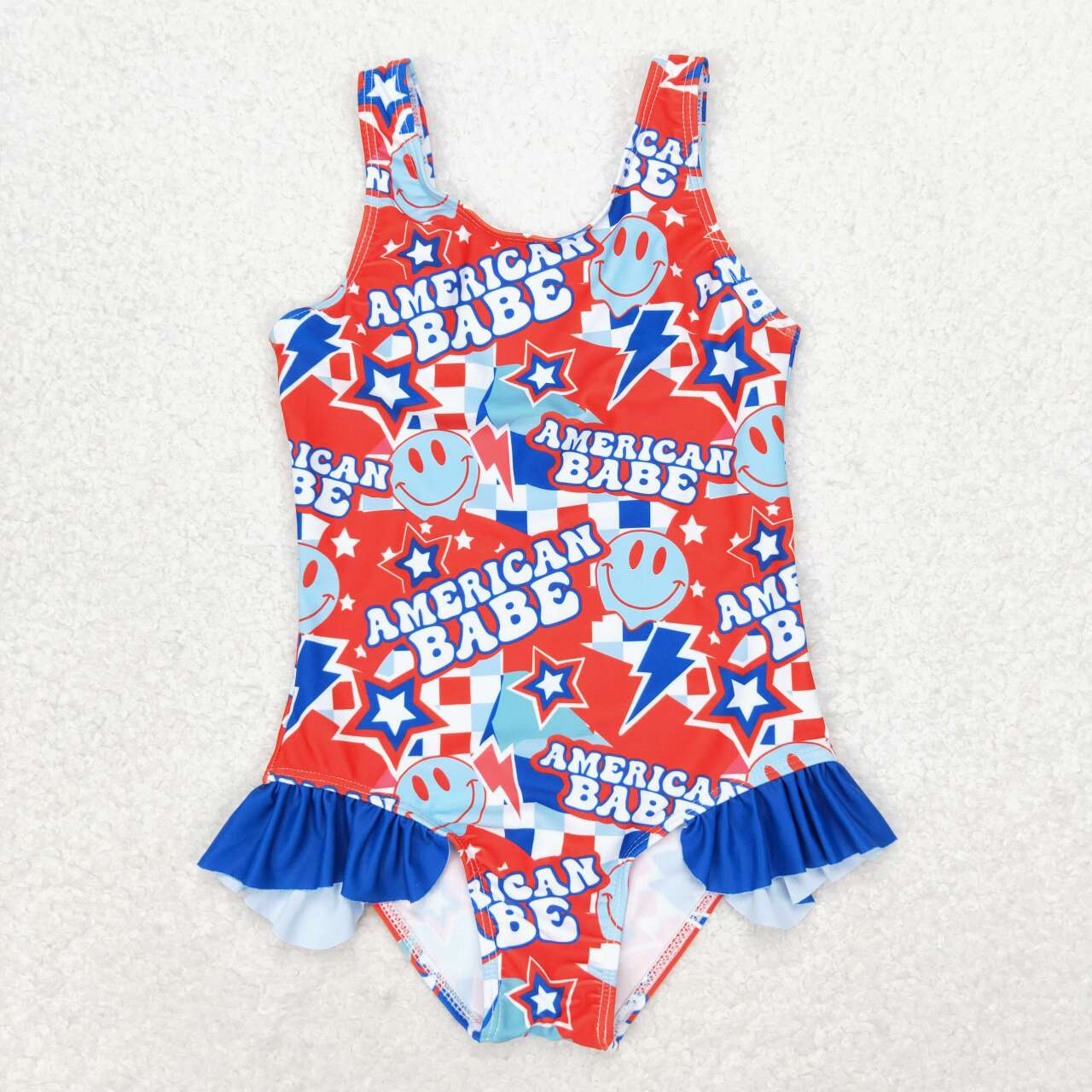 Baby Girls 4th Of July American Babe Ruffle One Piece Swimsuits