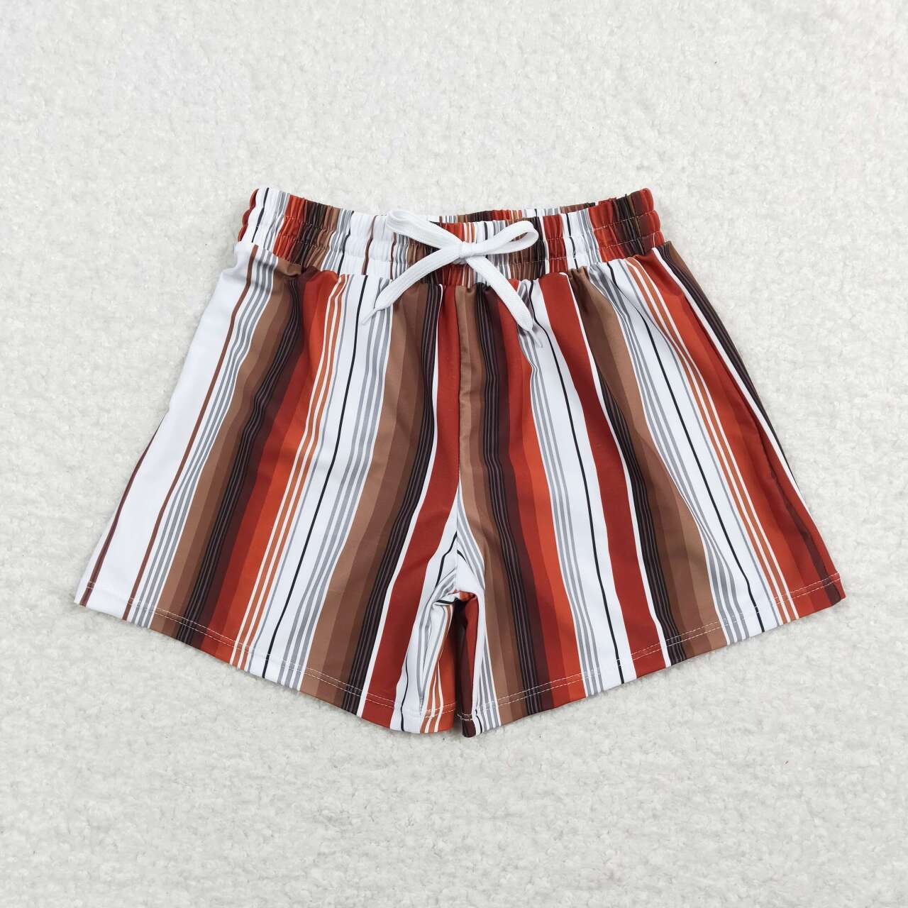 S0238 Baby Girls Brown Striped Swimwear