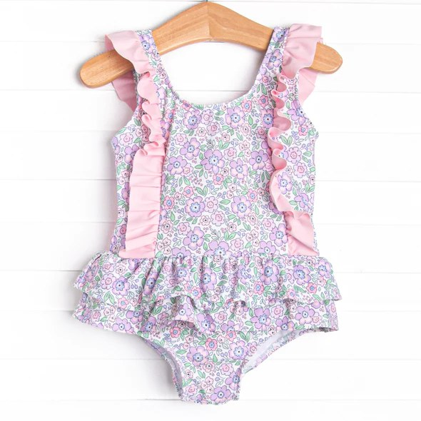 S0331 Baby Girls Rustic Floral One-piece SwimSuit Preorder