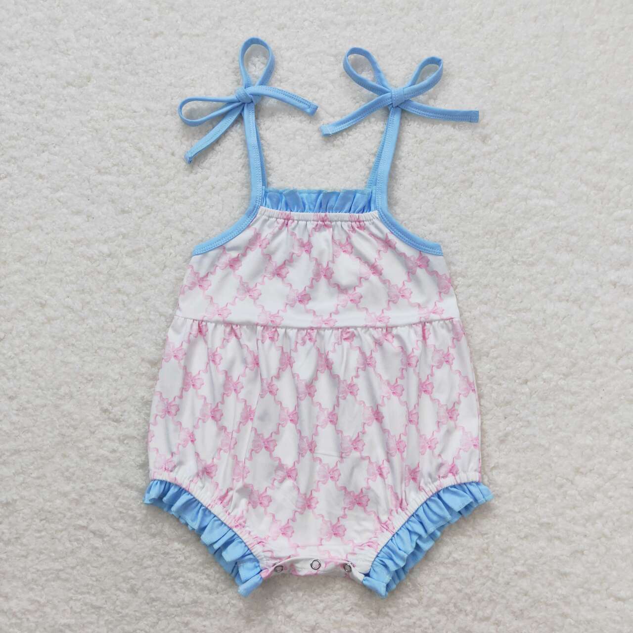 Summer Baby Girls Sister Sibling Pink Bow  Outfit and Romper