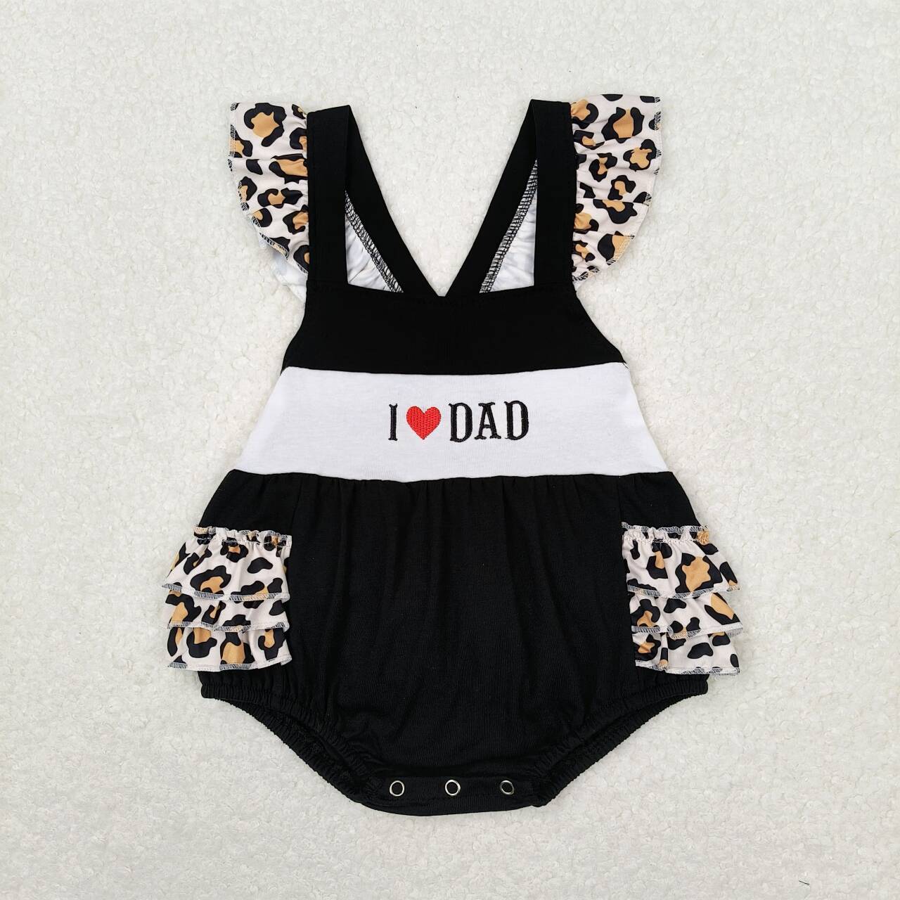 Summer Baby Girls Sibling I Love Dad Father's Day Outfit and Romper