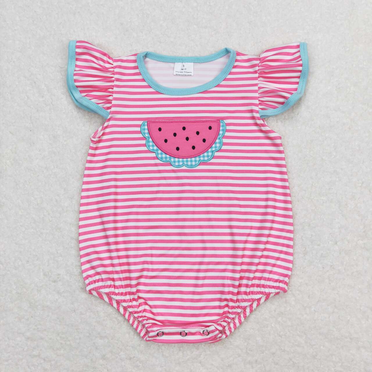 Summer Baby Girls Sibling Watermelon Pink Striped Clothes Set