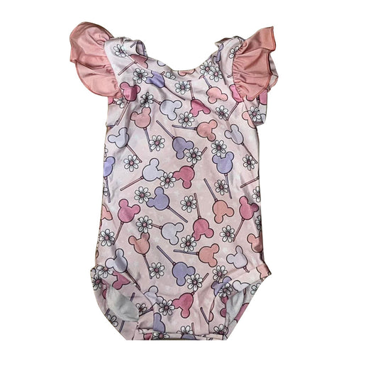 5 MOQ Summer Baby Girls Cartoon Mouse Candy One-piece Swimsuit Set