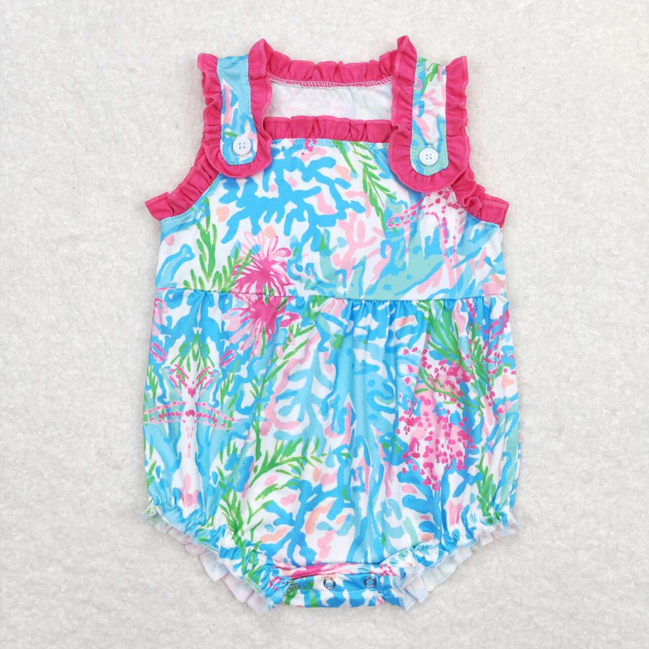 Summer Baby Girls Sibling Colorful Coral Outfit and Romper