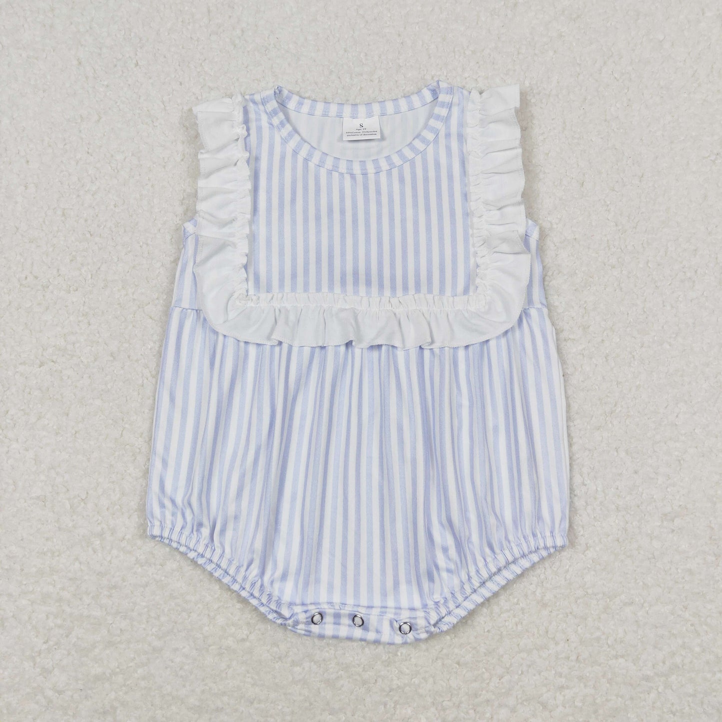 Summer Sibling Boys Girls Blue Striped Outfit and Romper