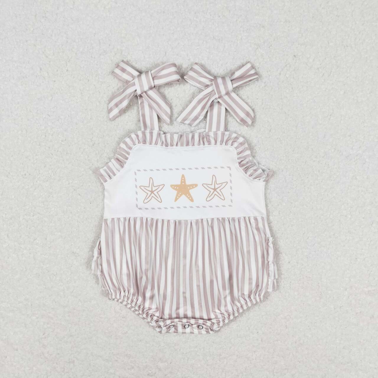 Summer Sibling Starfish Stripes Dresses Sets Romper RTS
