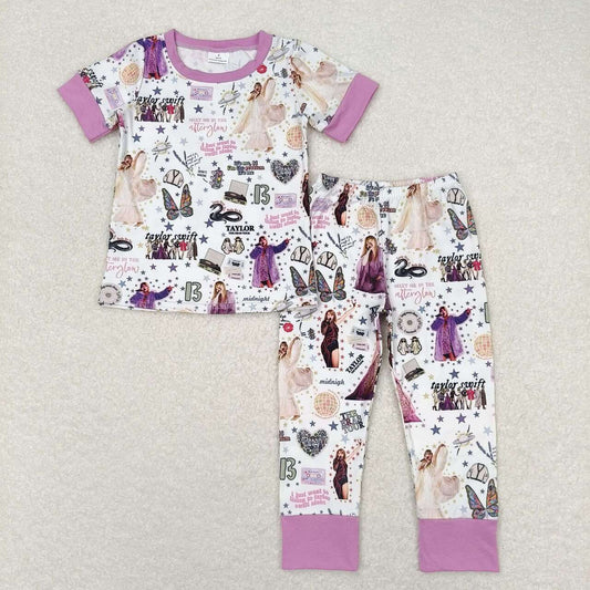 GSPO1414 Baby Girls Country Singer Short Sleeve Pajama Set