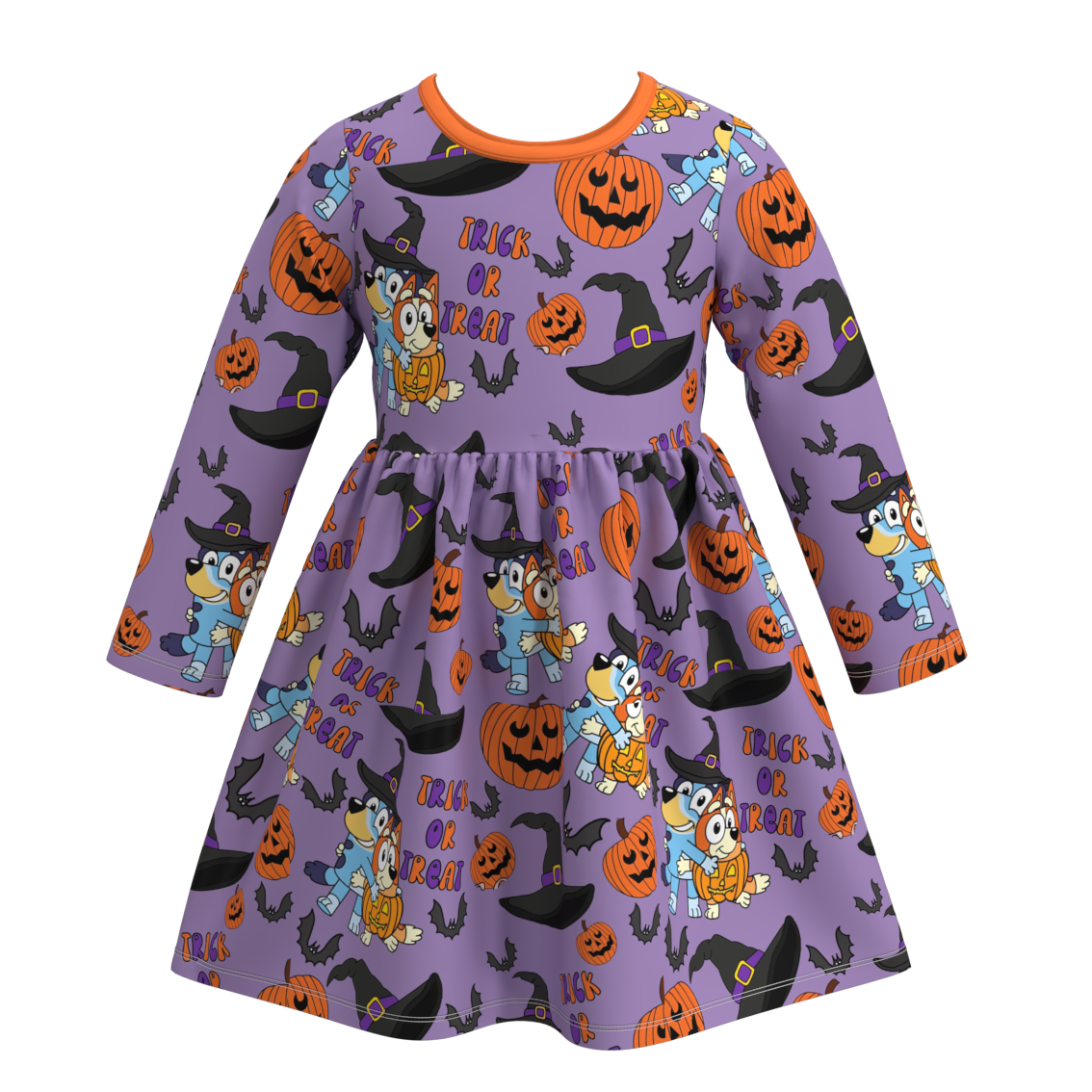 Baby Girls Halloween Trick Or Treat Long Sleeve Dress Preorder 3 MOQ