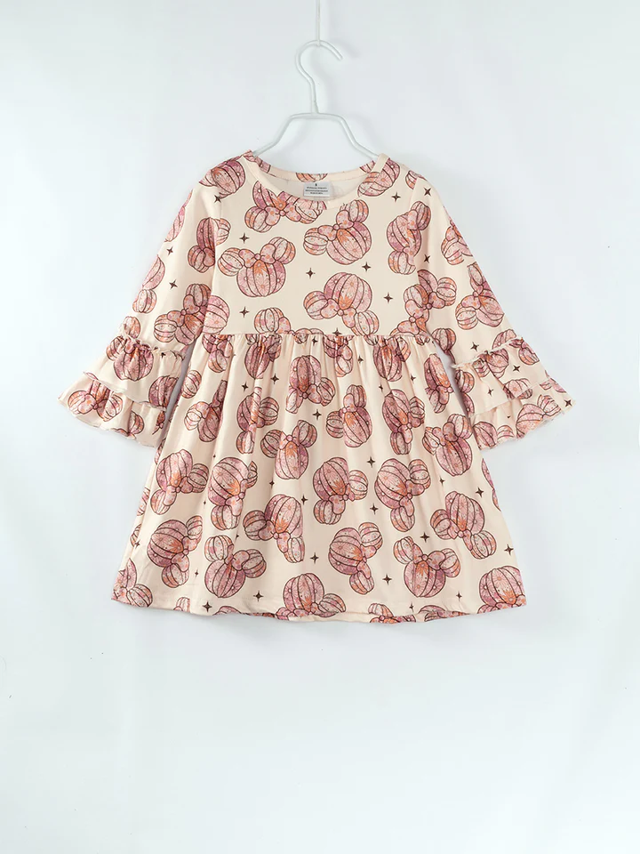 Baby Girls Pumpkin Long Sleeve Dress  Preorder 3 MOQ