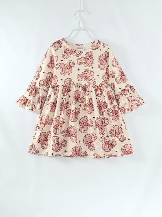 Baby Girls Pumpkin Long Sleeve Dress  Preorder 3 MOQ