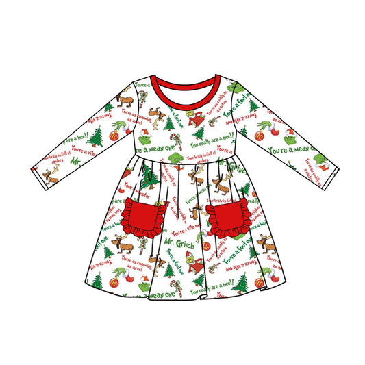 Baby Girls Christmas  Green Face Dress Preorder