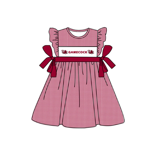 (5MOQ) Baby Girls Fotall Team Gingham Summer Dress Pre-order