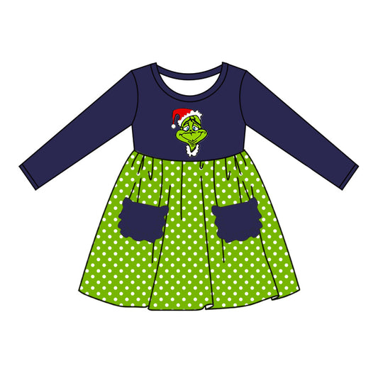 Baby Girls Christmas  Green Face Dress Pre-order 3 MOQ