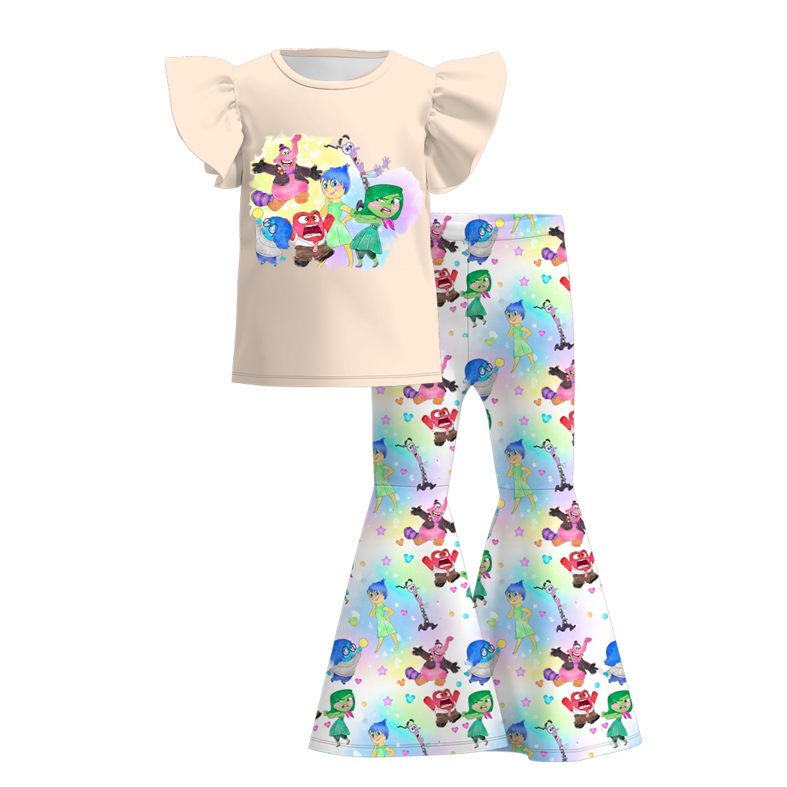 Baby Girls Cartoon Bell Bottom Pants Set Preorder 3 MOQ
