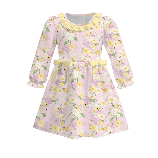 Baby Girls  Yellow Flower Long Sleeve Dress Preorder 3 MOQ