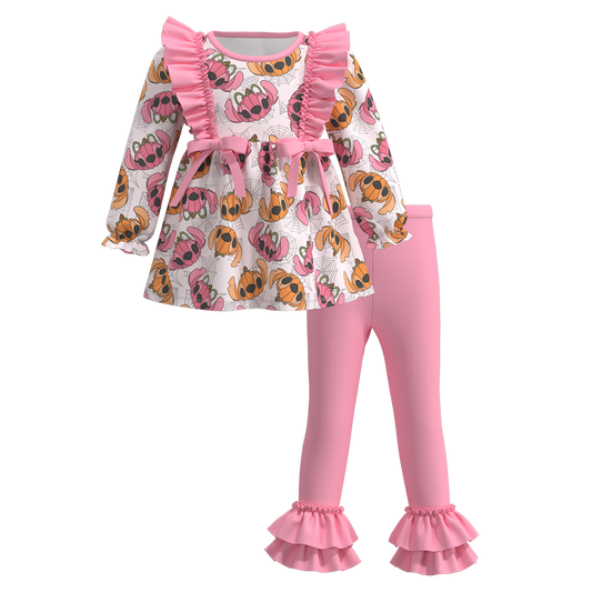 Baby Girls Halloween Cartoon  Pumpkin Long Sleeve Pants Set Preorder 3 MOQ