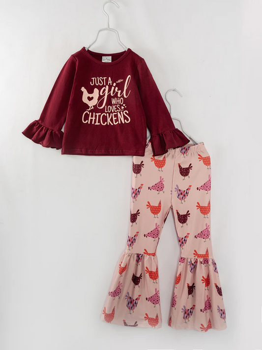 Just A Girl Who Loves Chickens Pants Set Preorder 3 MOQ