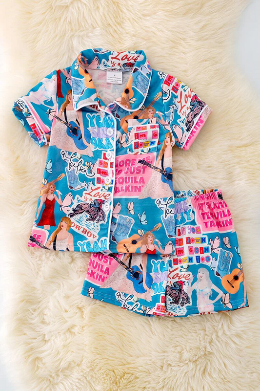 Baby Taylor Swift Short Sleeve Shorts Pajama Set Preorder 3 MOQ