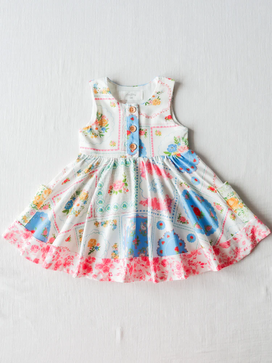 5 MOQ  Baby Girls Flower Sleeveless Dress