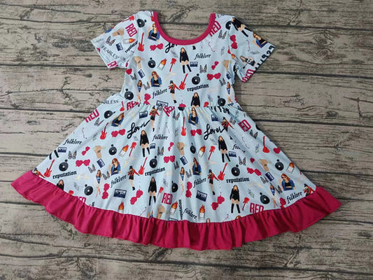 Baby Girls Singer Red Short Sleeve Knee Length Dresses Preorder 3 MOQ