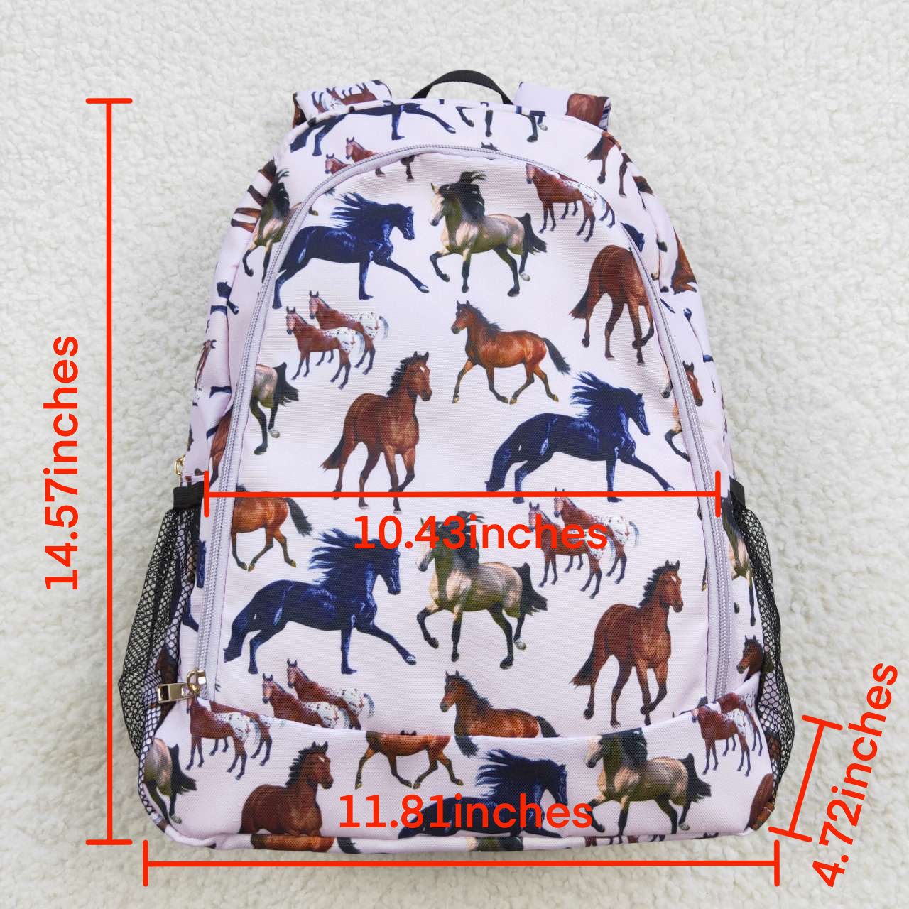 BA0124 Kids Girls Western Horse Print Backpack Bag